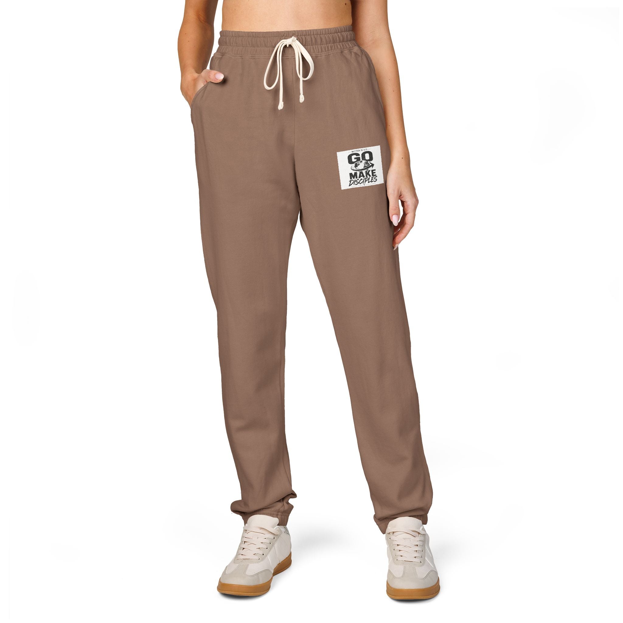 Graphic Sweatpants — 'Go Outside' Patch Fleece Joggers