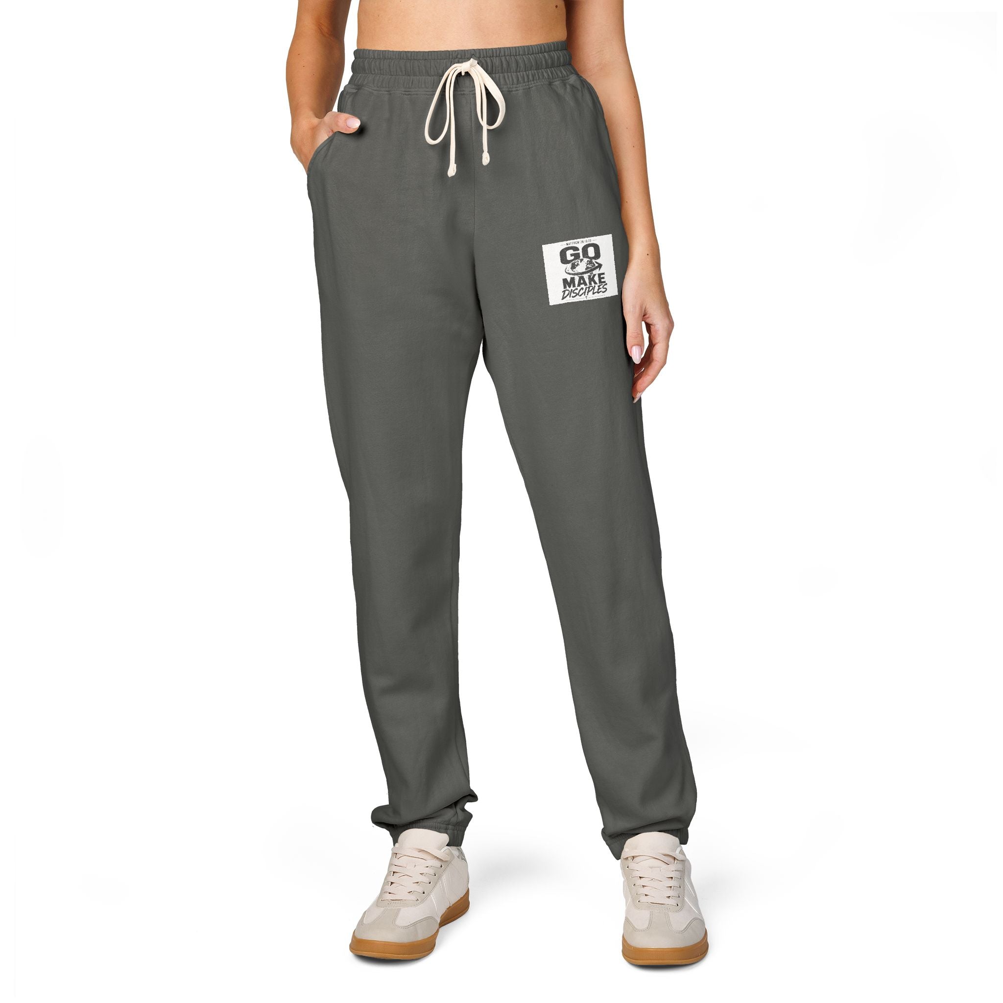 Graphic Sweatpants — 'Go Outside' Patch Fleece Joggers