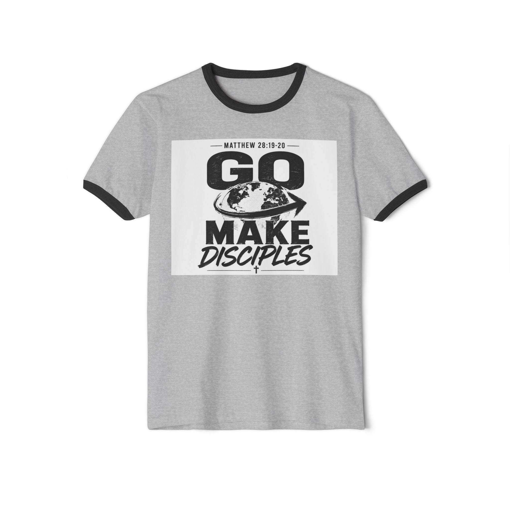Go Make Disciples Ringer T-Shirt — Matthew 28:19 Christian Mission Tee