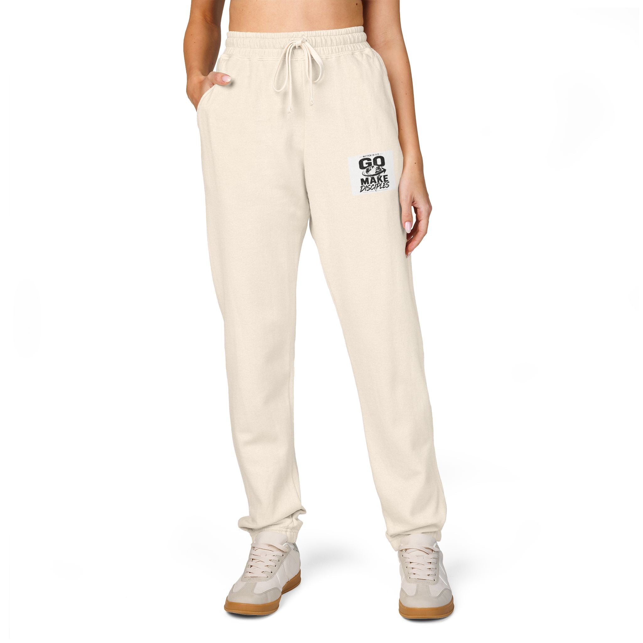 Graphic Sweatpants — 'Go Outside' Patch Fleece Joggers