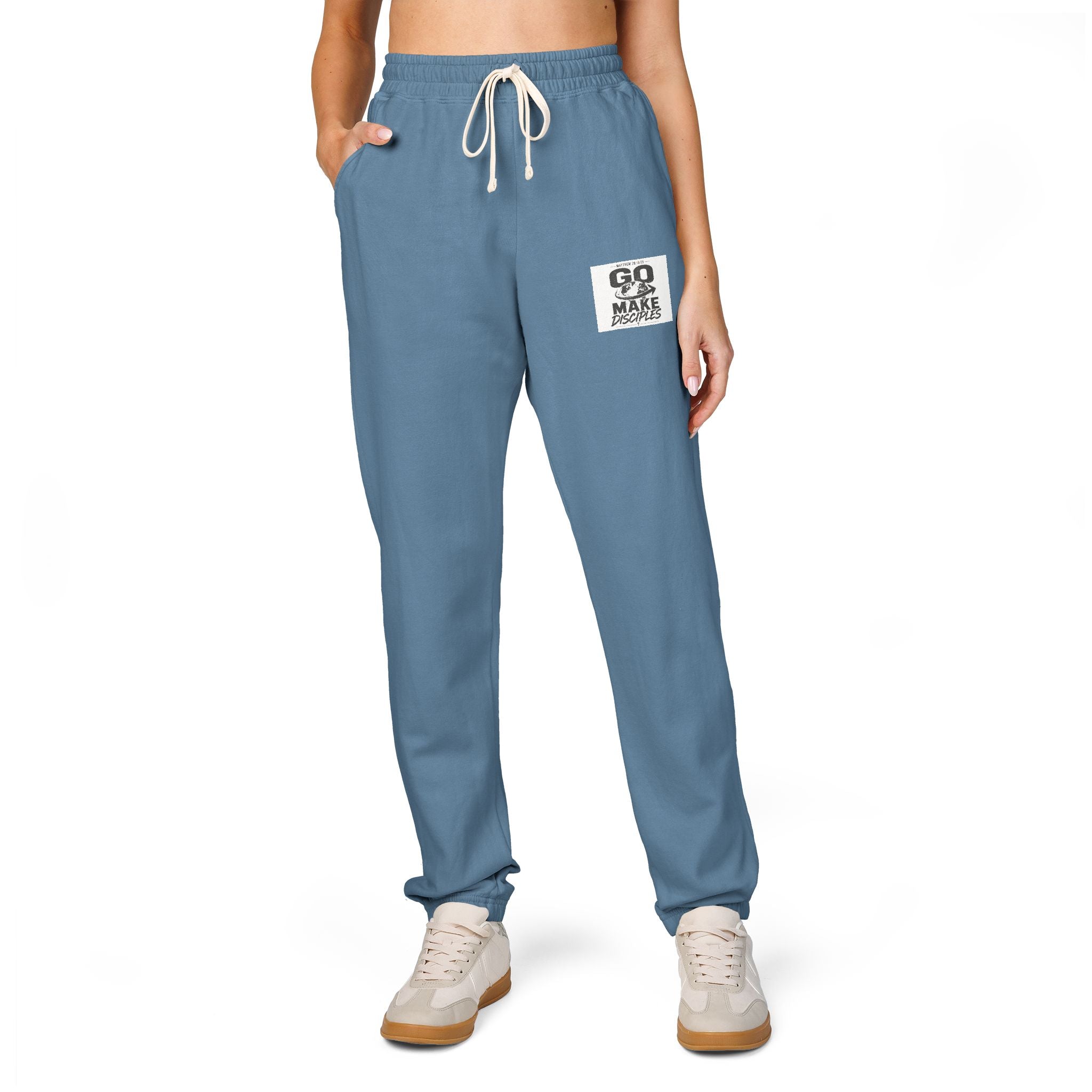 Graphic Sweatpants — 'Go Outside' Patch Fleece Joggers
