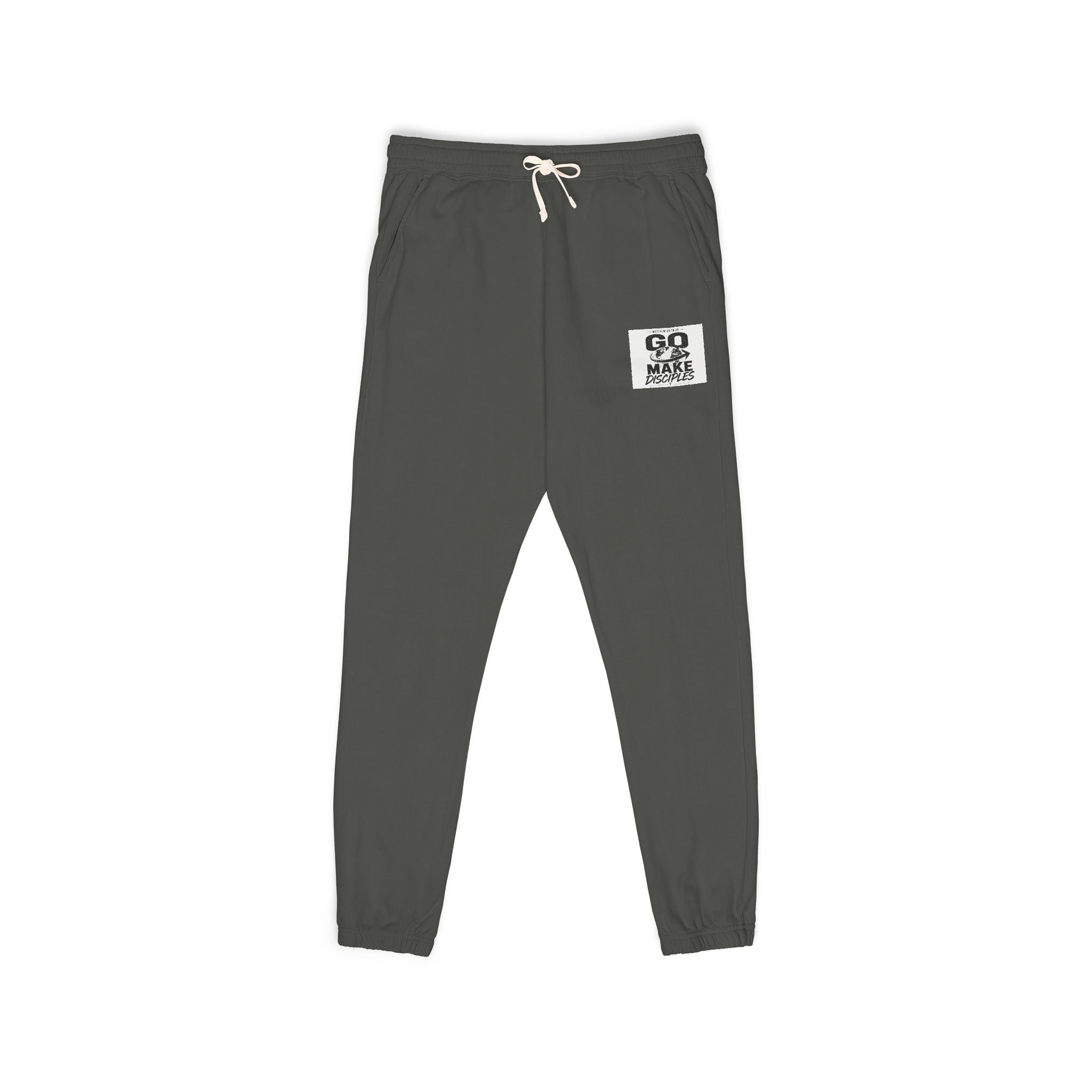 Graphic Sweatpants — 'Go Outside' Patch Fleece Joggers